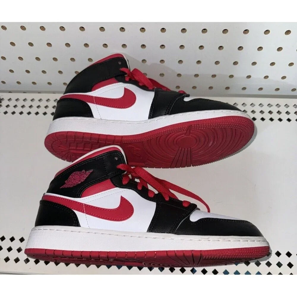 Air Jordan 1 Mid White Very Berry GS Youth Basketball Shoes Size 5.5Y 554725-016